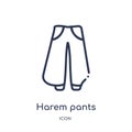 Linear harem pants icon from Clothes outline collection. Thin line harem pants vector isolated on white background. harem pants