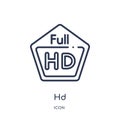 Linear hd icon from Cinema outline collection. Thin line hd vector isolated on white background. hd trendy illustration