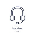 Linear headset icon from Customer service outline collection. Thin line headset vector isolated on white background. headset