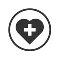 Linear Heart with cross icon - vector iconic design