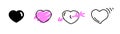 Linear heart on white background. Set icon heart in Doodle style. Arrow in heart.