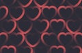 Linear Hearts Vector Lattice Seamless Pattern Red Black Abstract Background