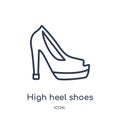 Linear high heel shoes icon from Fashion outline collection. Thin line high heel shoes icon isolated on white background. high