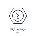 Linear high voltage icon from Airport terminal outline collection. Thin line high voltage vector isolated on white background. Royalty Free Stock Photo