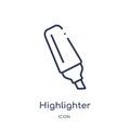 Linear highlighter icon from Education outline collection. Thin line highlighter vector isolated on white background. highlighter