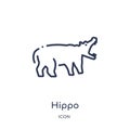 Linear hippo icon from Animals and wildlife outline collection. Thin line hippo vector isolated on white background. hippo trendy