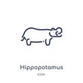 Linear hippopotamus icon from Animals outline collection. Thin line hippopotamus icon isolated on white background. hippopotamus