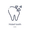 Linear holed tooth icon from Dentist outline collection. Thin line holed tooth icon isolated on white background. holed tooth
