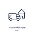 Linear home delivery icon from Delivery and logistics outline collection. Thin line home delivery vector isolated on white