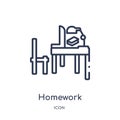 Linear homework icon from Elearning and education outline collection. Thin line homework vector isolated on white background.