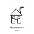 Linear honeymoon icon from Birthday party outline collection. Thin line honeymoon vector isolated on white background. honeymoon