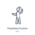 Linear hopeless human icon from Feelings outline collection. Thin line hopeless human vector isolated on white background.