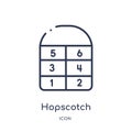 Linear hopscotch icon from Entertainment outline collection. Thin line hopscotch icon isolated on white background. hopscotch