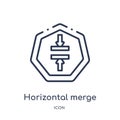 Linear horizontal merge icon from Arrows outline collection. Thin line horizontal merge vector isolated on white background.
