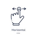 Linear horizontal scroll gesture icon from Hands and guestures outline collection. Thin line horizontal scroll gesture icon