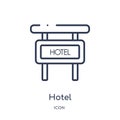 Linear hotel icon from Hotel and restaurant outline collection. Thin line hotel icon isolated on white background. hotel trendy