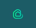 Linear house, building loop vector icon logo design template. Minimalistic linear real estate property vector sign