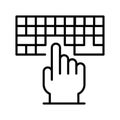 Linear human hand typing on keyboard icon vector illustration printing press buttons user programmer Royalty Free Stock Photo