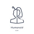 Linear humanoid icon from Artificial intellegence and future technology outline collection. Thin line humanoid vector isolated on Royalty Free Stock Photo