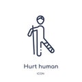 Linear hurt human icon from Feelings outline collection. Thin line hurt human vector isolated on white background. hurt human