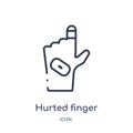 Linear hurted finger with bandage icon from Medical outline collection. Thin line hurted finger with bandage icon isolated on Royalty Free Stock Photo