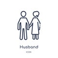 Linear husband icon from Family relations outline collection. Thin line husband vector isolated on white background. husband