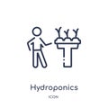 Linear hydroponics icon from Activity and hobbies outline collection. Thin line hydroponics vector isolated on white background.