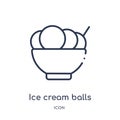 Linear ice cream balls cup icon from Bistro and restaurant outline collection. Thin line ice cream balls cup vector isolated on Royalty Free Stock Photo