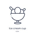 Linear ice cream cup icon from Bistro and restaurant outline collection. Thin line ice cream cup vector isolated on white Royalty Free Stock Photo