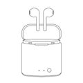 Linear icon. air Headphones in case. box holder with white earphones  vector illustration Royalty Free Stock Photo