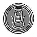 Linear icon, aluminum soda can top view. Metal beer can with key to open from high angle. Simple black and white vector isolated Royalty Free Stock Photo