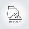 Linear icon of bag with abstract cereals ingredient. Culinary theme. Vector outline logo