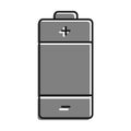 Linear icon. Battery for portable devices. Energy storage in energy efficient recyclable battery. Simple black and white vector on