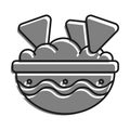 linear icon, bowl of spicy mexican guacamole sauce. Spicy chips, appetizer for main course. Simple black and white vector isolated Royalty Free Stock Photo