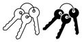 Linear icon. Bunch of keys on ring from lock of front door of residential building. Round handle key. Simple black and white Royalty Free Stock Photo