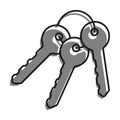 Linear icon. Bunch of keys on ring from lock of front door of residential building. Round handle key. Simple black and white Royalty Free Stock Photo