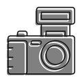 Linear icon. camera, equipment for photography and selfie. World Photography Day August 19th. Simple black and white vector Royalty Free Stock Photo