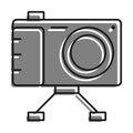 Linear icon. camera on stand, equipment for photography and selfie. World Photography Day August 19th. Simple black and white Royalty Free Stock Photo