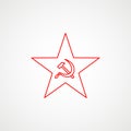 Linear icon of communism. Hammer, sickle inside the star. Red Soviet emblem. Minimalist coat of arms of the USSR. Vector Royalty Free Stock Photo