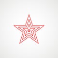 Linear icon of communism. Red multilayer star. Soviet emblem. Minimalist coat of arms of the USSR. Vector