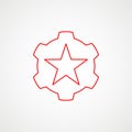 Linear icon of communism. Red star with gear. Minimalist emblem. Vector Royalty Free Stock Photo