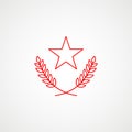 Linear icon of communism. Star with wreath. Red Soviet emblem. Minimalist coat of arms of the USSR. Vector