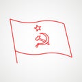 Linear icon of the communist flag with soviet emblem. Hammer and sickle with a star. Red Soviet emblem. Minimalist coat Royalty Free Stock Photo