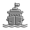 Linear icon. Cruise ship for ocean voyages around the world. Multi deck liner for sea recreation. Simple black and white vector Royalty Free Stock Photo