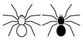 Linear icon. Eight-legged poisonous spider. Dangerous insect pests. Simple black and white vector isolated on white background