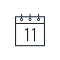 Linear icon of the eleventh day of the calendar.