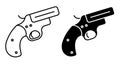 Linear icon, emergency signal gun. Weapon to launch signal projectiles. Simple black and white vector isolated on white background