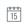Linear icon of the fifteenth day of the calendar. Royalty Free Stock Photo