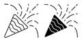 Linear icon. Fireworks sparks scatter their firecrackers. New Year festive pyrotechnics. Simple black and white vector isolated on