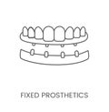 Linear icon fixed prosthetics. Vector illustration for dental clinic